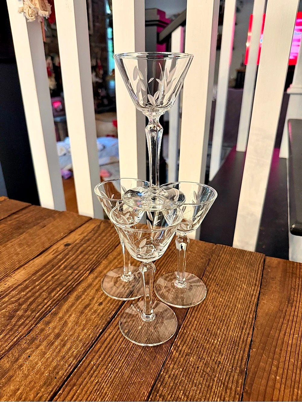 (4) vintage crystal 4oz. stemware by Libbey Glass Co. in the Priscilla pattern